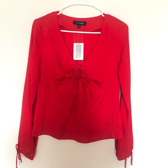 Red silk top - Picture 3 of 5